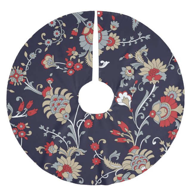 Indisk paisley, marin bakgrund, traditionell. julgransmatta borstad polyester (Framsidan)