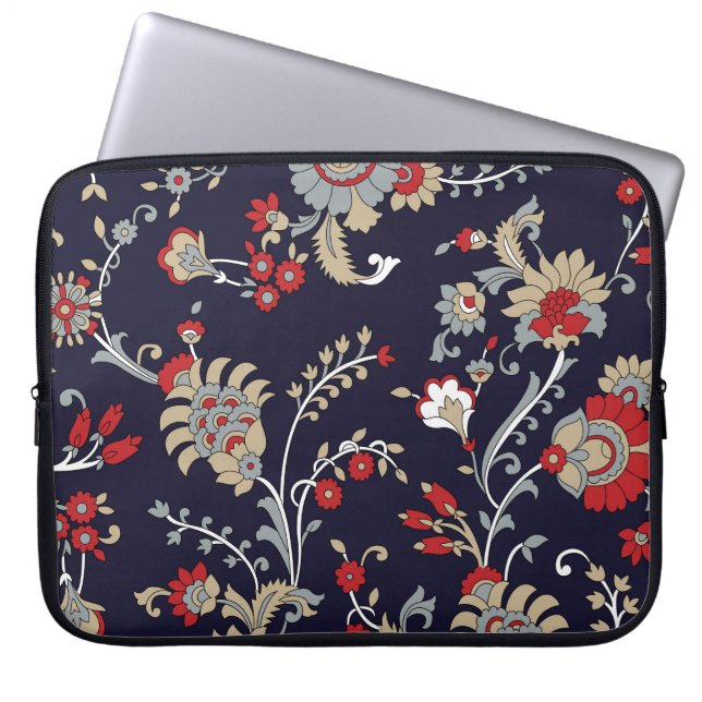 Indisk paisley, marin bakgrund, traditionell. laptop fodral (Framsidan)