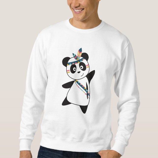 Indisk panda Bear Fash Teddy Feather Cute Lång Ärmad Tröja (Framsida)