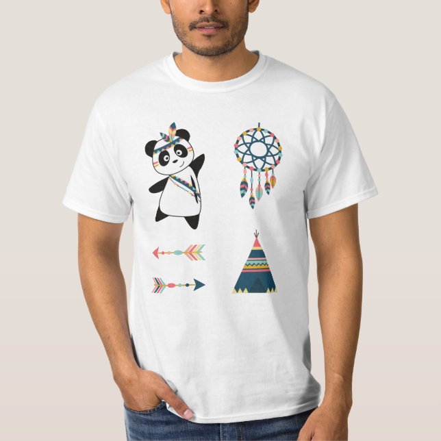 Indisk Panda Bear Sticker Set Teepe T Shirt (Framsida)