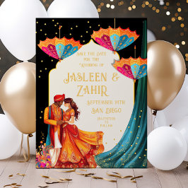 Indisk parasoler - Spara datum och rum Inbjudningar