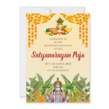 Indisk pooja-inbjudan Satyanarayan katha inbjudan