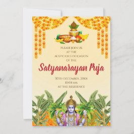 Indisk pooja-inbjudan Satyanarayan katha inbjudan