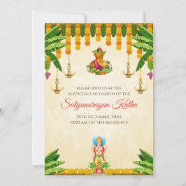Indisk pooja inbjuder Satyanarayan katha inbjudan
