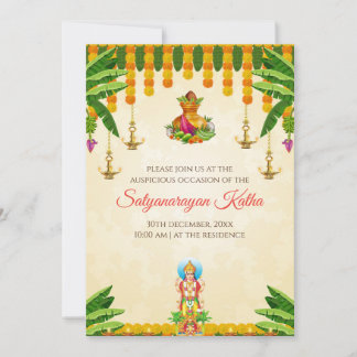 Indisk pooja inbjuder Satyanarayan katha inbjudan