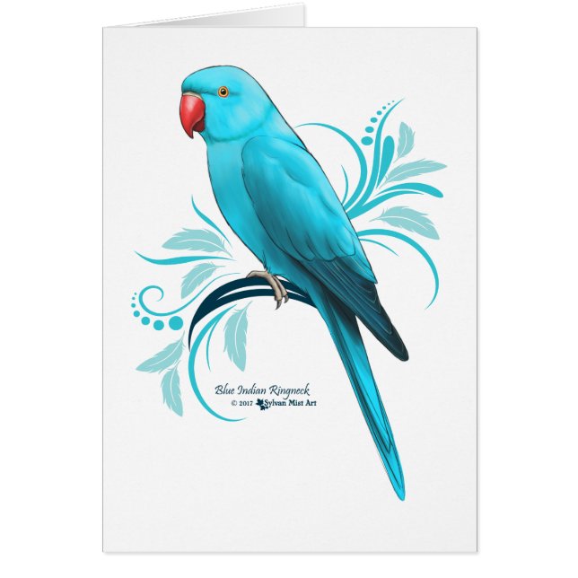 Indisk Ringneck för blått papegoja Hälsningskort (Framsidan)