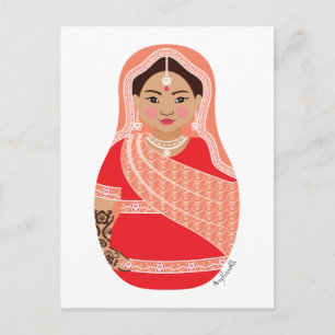 Indisk (röd) Matryoshka vykort