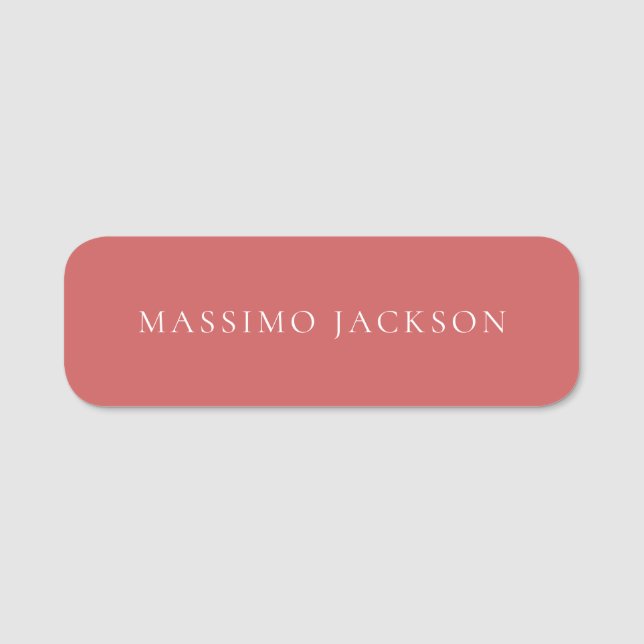 Indisk röd minimalistisk enkel modern estetisk loo namnbricka (Framsida)