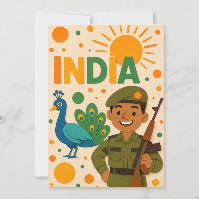 indisk soldat med Peacock Card (Framsida)