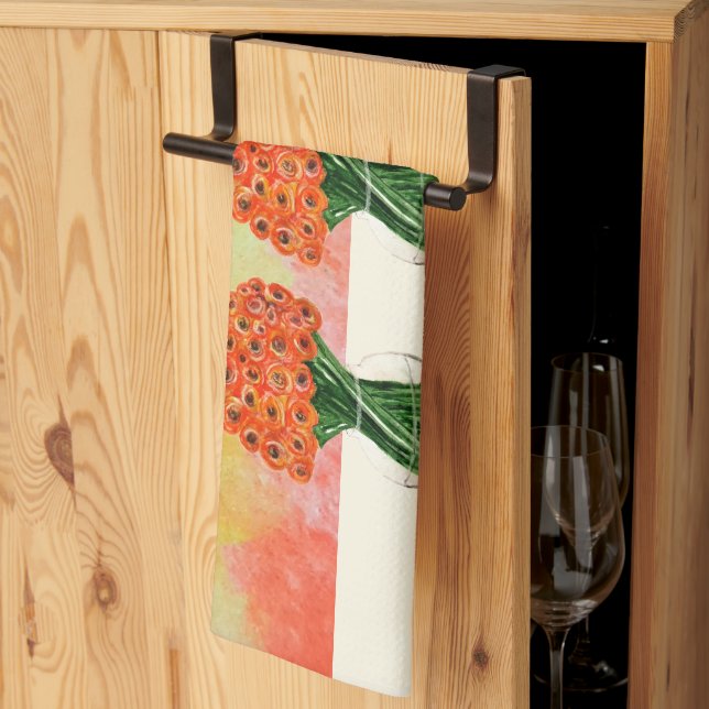 Indisk sommar Italiensk Ranunculus Akvarell Kökshandduk (Thirds Fold)