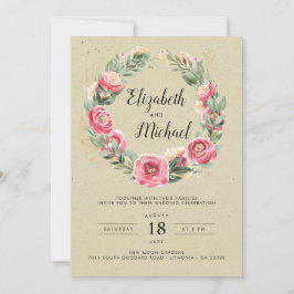 indisk sommar | Vattenfärgning Rosa Peonies Bröllo Inbjudningar