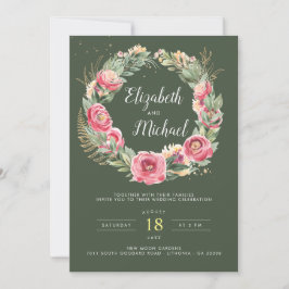 indisk sommar | Vattenfärgning Rosa Peonies Bröllo Inbjudningar