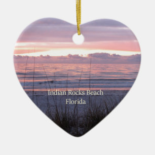Indisk stenstrand, Florida solnedgång Julgransprydnad Keramik