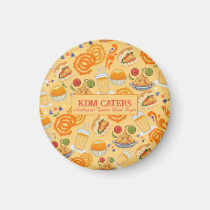 Indisk Street Food Mönster Colorful Festive Chai Magnet