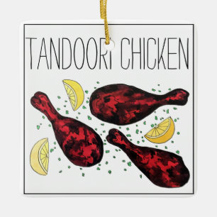 Indisk Tandoori Chicken Food Illustration Art Julgransprydnad Keramik