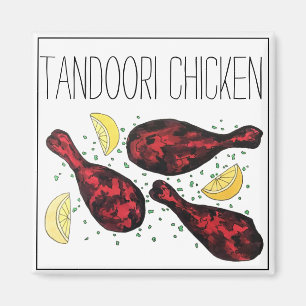 Indisk Tandoori Chicken Food Illustration Art Magnet