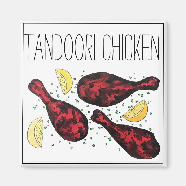 Indisk Tandoori Chicken Food Illustration Art Magnet (Framsidan)