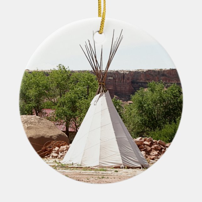 Indisk teepee, banbrytande by, Utah Julgransprydnad Keramik (Framsidan)