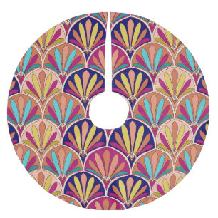 Indisk traditionell textilillustration julgransmatta borstad polyester