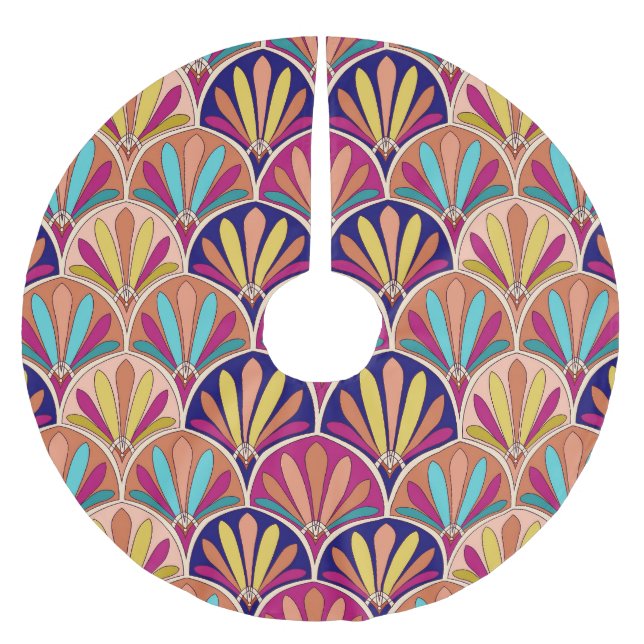 Indisk traditionell textilillustration julgransmatta borstad polyester (Framsidan)