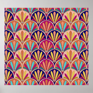 Indisk traditionell textilillustration poster