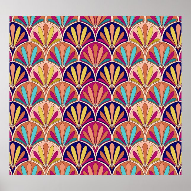 Indisk traditionell textilillustration poster (Framsidan)