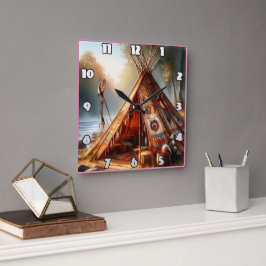 Indisk transil-teepé vid en serenflod fyrkantig klocka