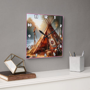 Indisk transil-teepé vid en serenflod fyrkantig klocka