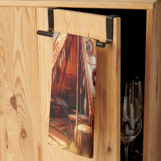 Indisk transil-teepé vid en serenflod kökshandduk