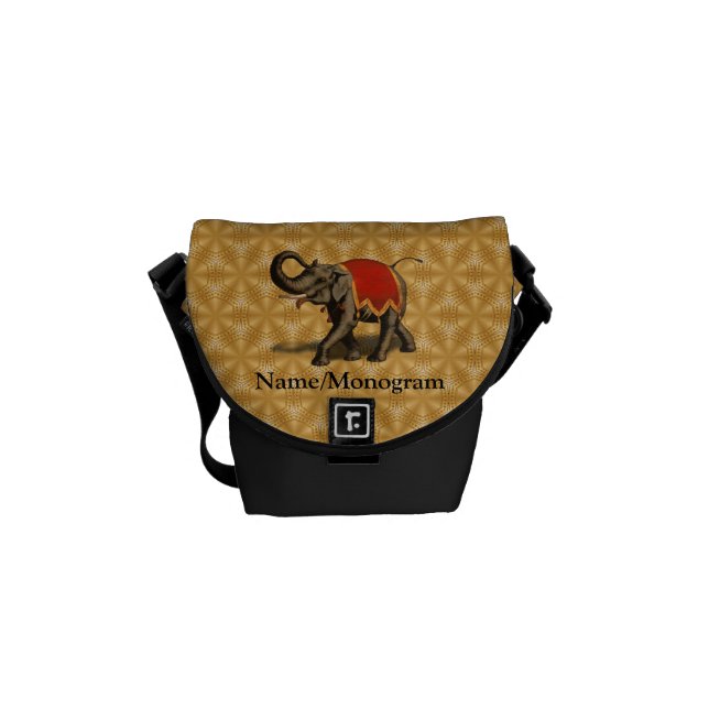 Indisk trasa för elefant w/Red Messenger Bag (Framsidan)