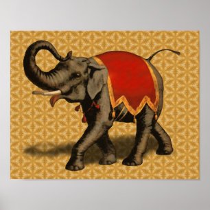 Indisk trasa för elefant w/Red Poster