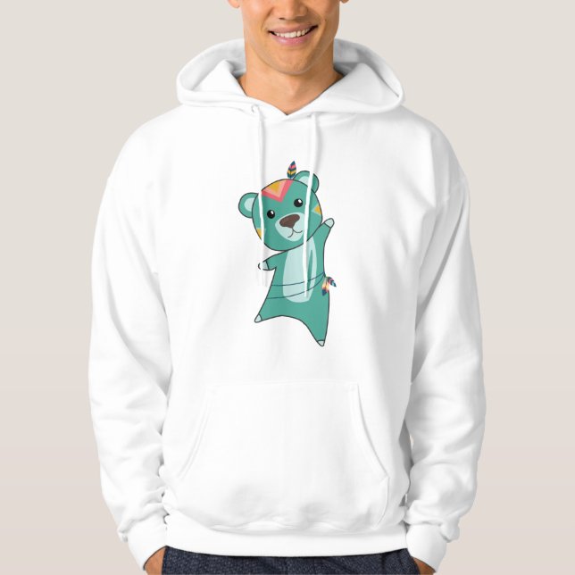 Indisk turkos Bear Carnival Teddy Feather Hoodie (Framsida)