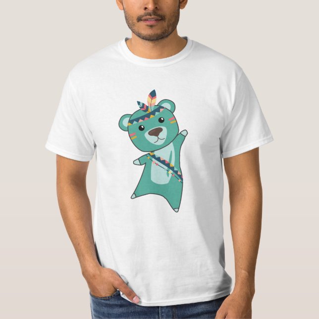 Indisk turkos Bear Carnival Teddy Feather T Shirt (Framsida)