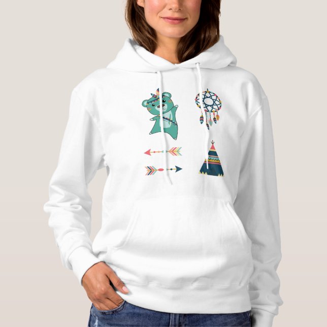 Indisk turkos Bear Stickers Tipi T Shirt (Framsida)