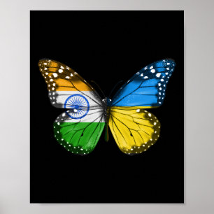 Indisk ukrainsk flaggfjäril Indien Ukraina Poster