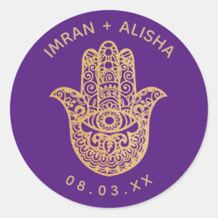 Indisk vigsel guld hamsa henna kuvert sigill runt klistermärke