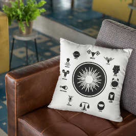 Indisk Zodiak - 12 Vedicastecken i geometrisk stil Kudde
