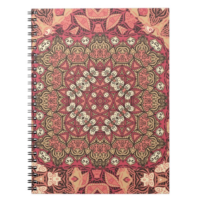 Indiska abstraktens medallion mönster. Boho och zi Anteckningsbok (Framsidan)