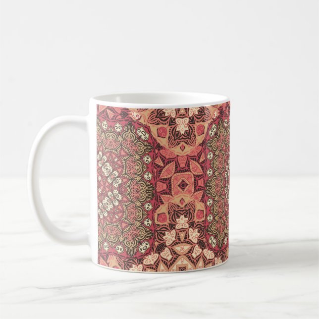 Indiska abstraktens medallion mönster. Boho och zi Kaffemugg (Vänster)