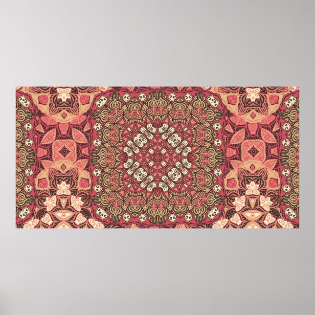 Indiska abstraktens medallion mönster. Boho och zi Poster (Framsidan)
