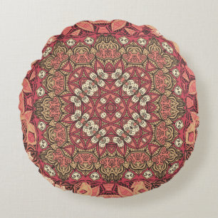 Indiska abstraktens medallion mönster. Boho och zi Rund Kudde