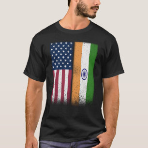 Indiska amerikanska Flaggor Proud USA Indien T Shirt