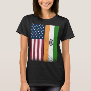 Indiska amerikanska Flaggor Proud USA Indien T Shirt