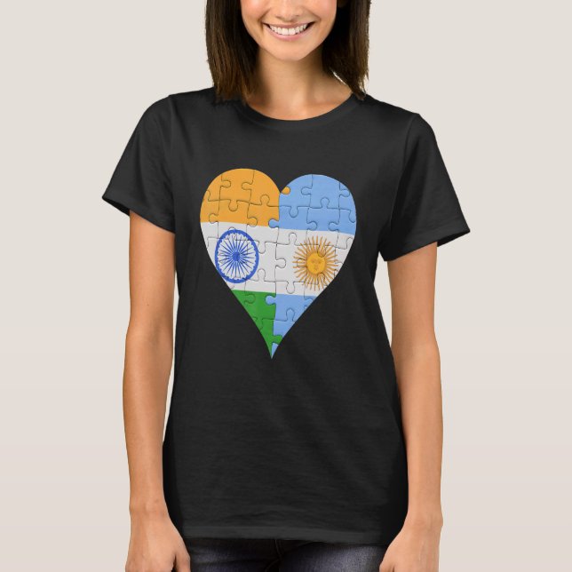 Indiska argentinska Flagga Heart T Shirt (Framsida)