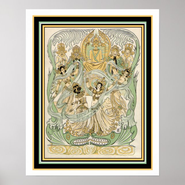 Indiska Art nouveau Skriv ut 16 x 20 Poster (Framsidan)