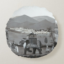 Indiska arvskonst Skriv ut Cushion Rund Kudde