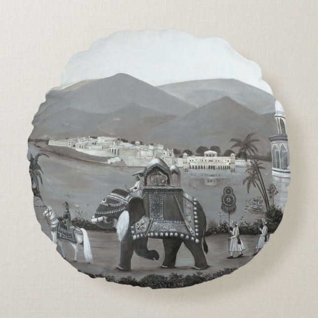 Indiska arvskonst Skriv ut Cushion Rund Kudde (Framsidan)