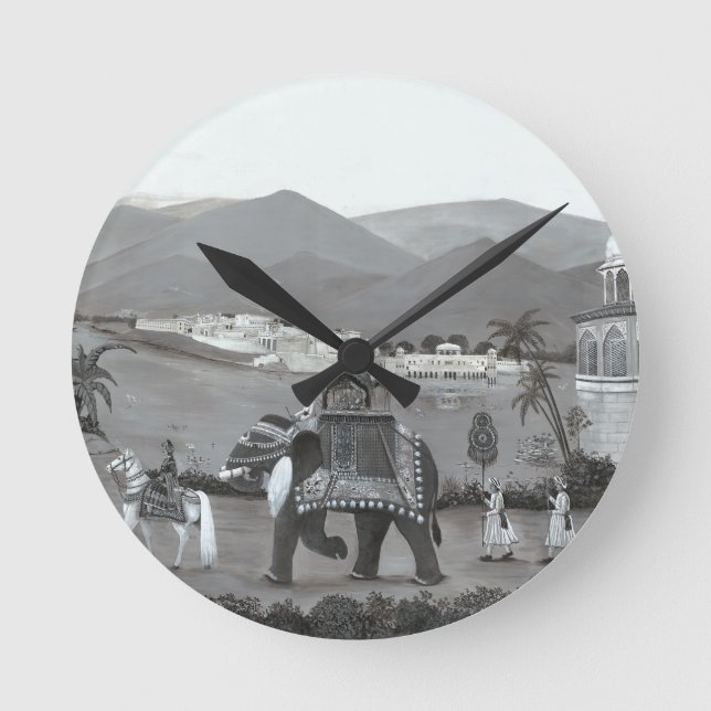 Indiska arvskonst tryckt rund klocka (Framsida)