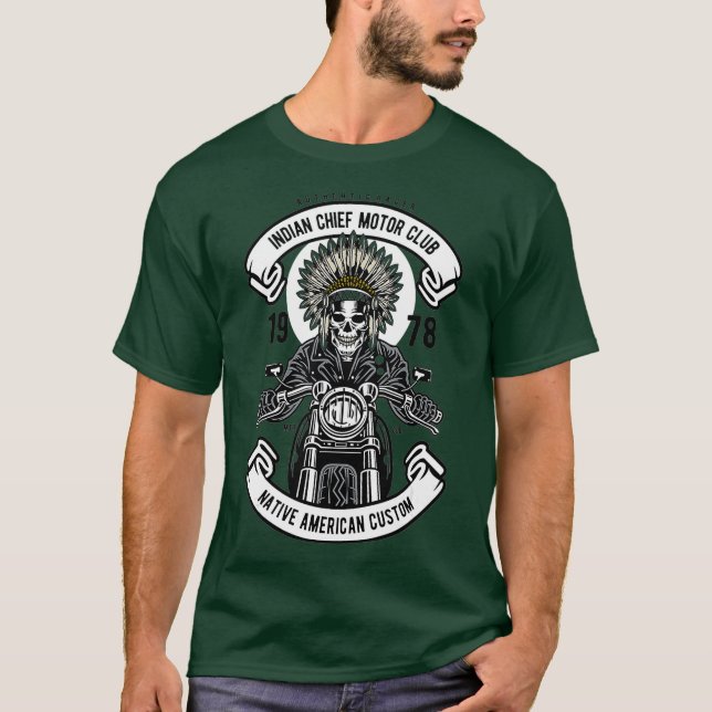 Indiska Bikerna Native American Motorcle T Shirt (Framsida)