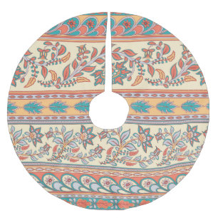 Indiska Blommigten Gräns Sömlösa Mönster Julgransmatta Borstad Polyester